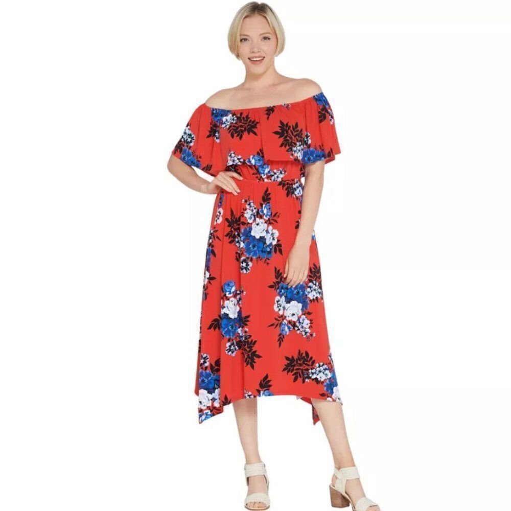 NWOT Du Jour Off-the- Shoulder Floral Printed Knit Dress Women's | Size S